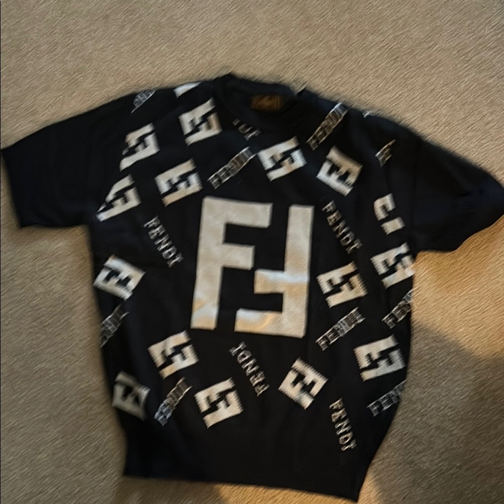 Fendi Black and White Logo T-Shirt